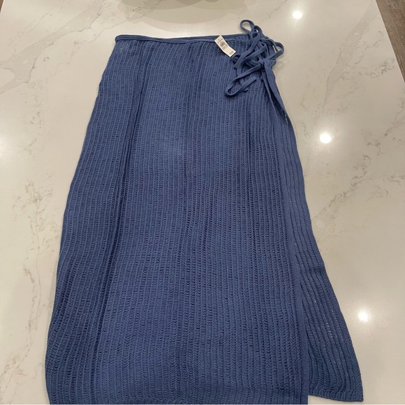 NWT Aerie Women’s Blue Knit Mesh Wrap Skirt/Cover-Up - Picture 3 of 11
